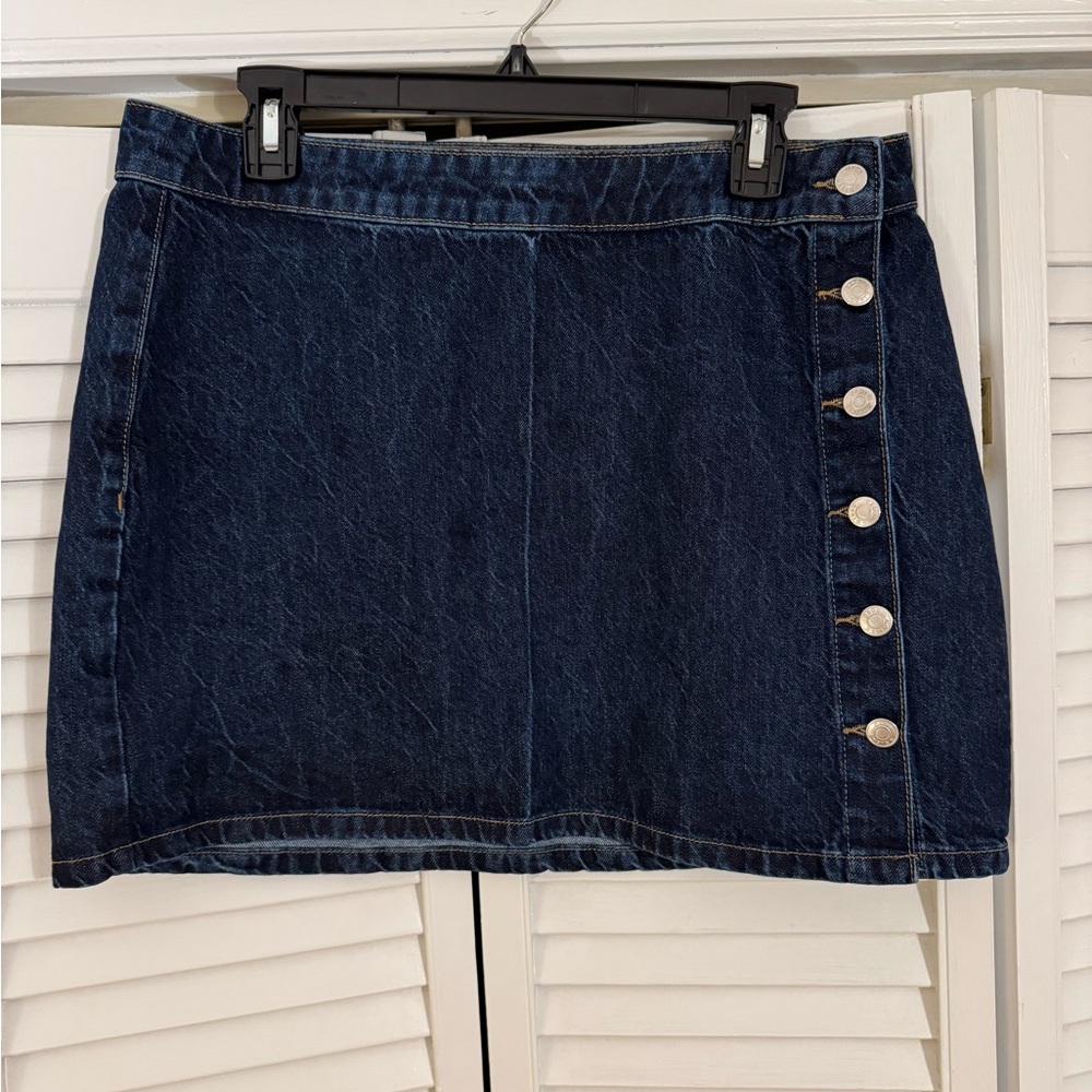 ASOS Dark Blue Denim Skirt with Side Buttons